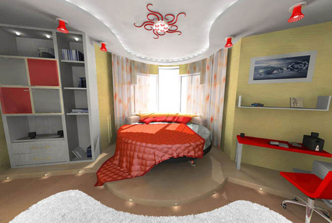 розовая спальная комната дизайн